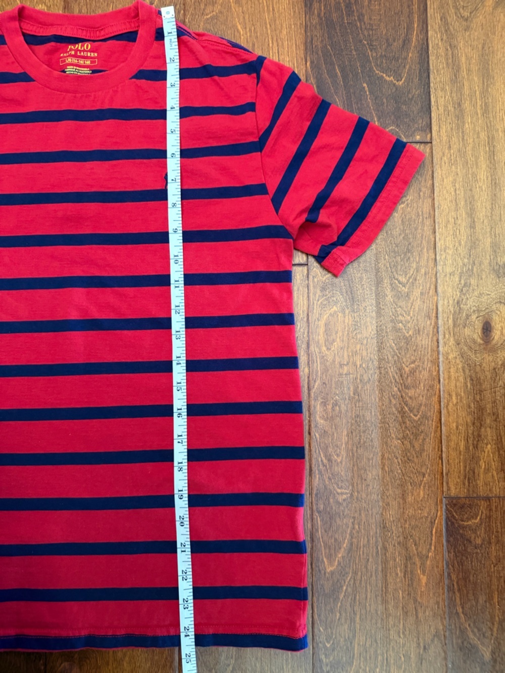 Polo Ralph Lauren Boys Red Navy Striped Navy Pony Logo T-Shirt L (14-16) - Picture 5 of 6